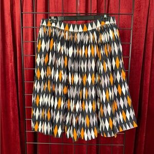Pinup Couture Black, grey, and orange Harlequin Skirt Sz L
